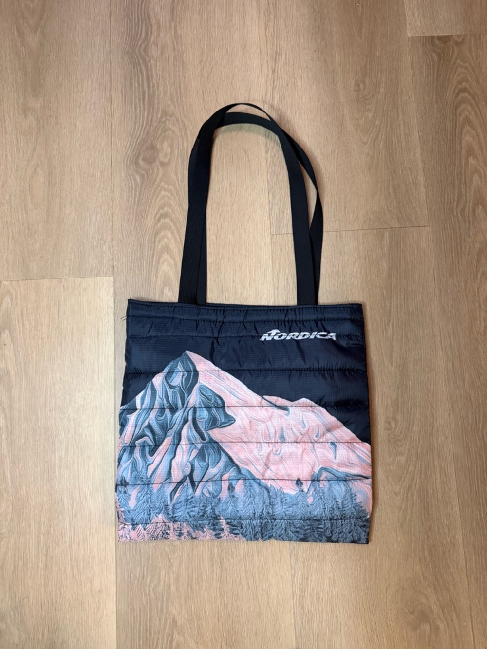 Nordica Pink & Black Quilted Puffer Tote Bag